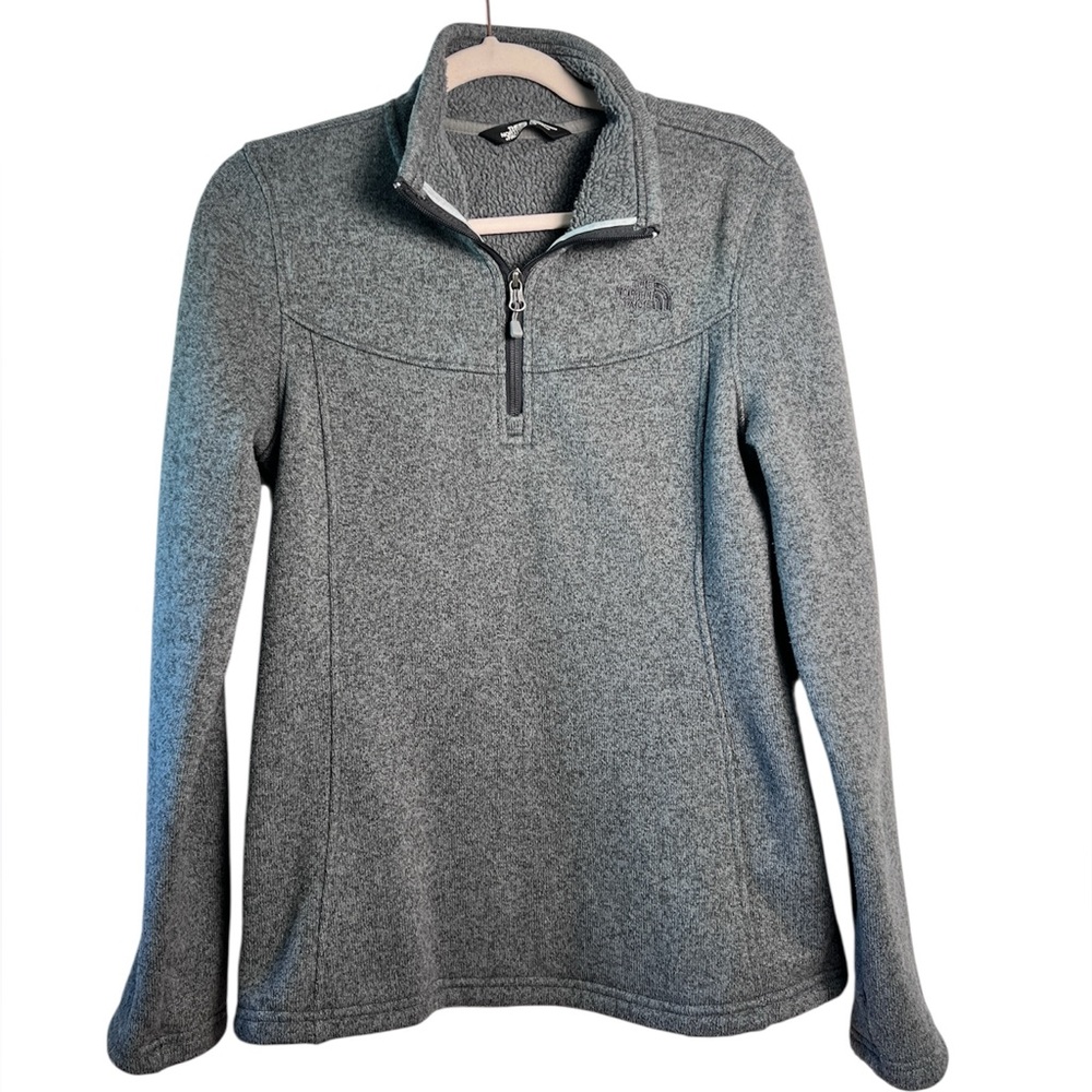 The North Face Women’s‎ Grey Fleece 1/4 Zip Pullover Sweater Large Long Sleeves
